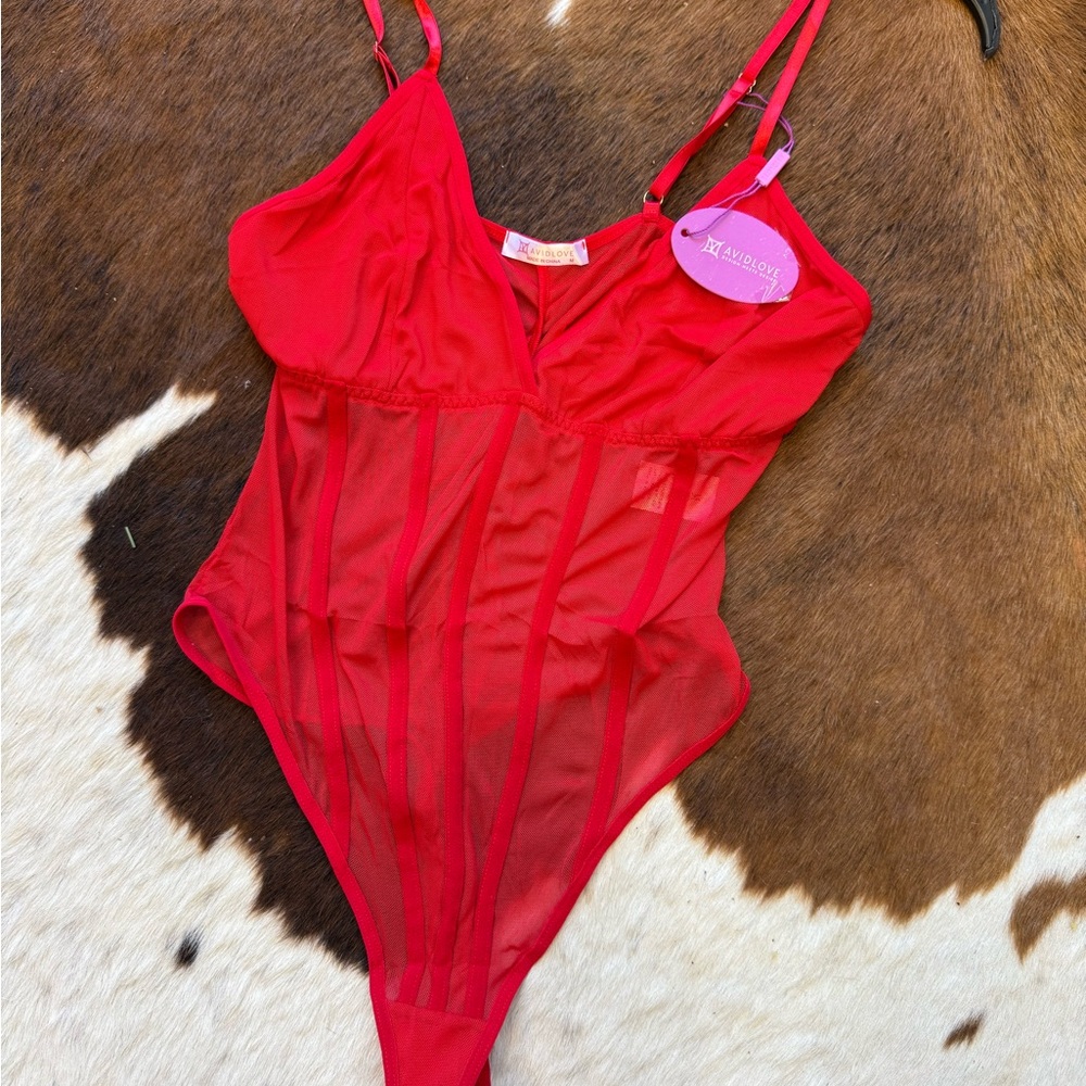 Red Sheer Bodysuit